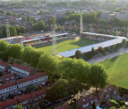 luchtfoto van stadion de Adelaarshorst