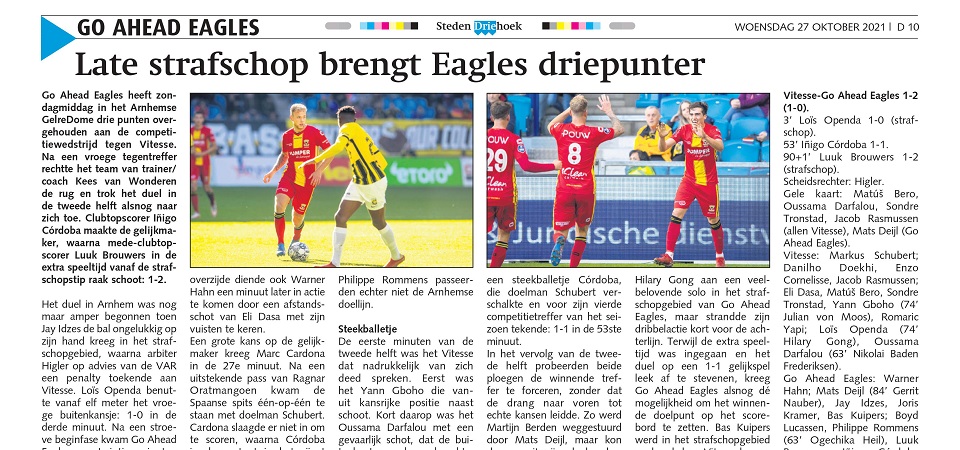 Eagles Pagina Nieuwsblad Stedendriehoek (week 43) Header (mobiel)